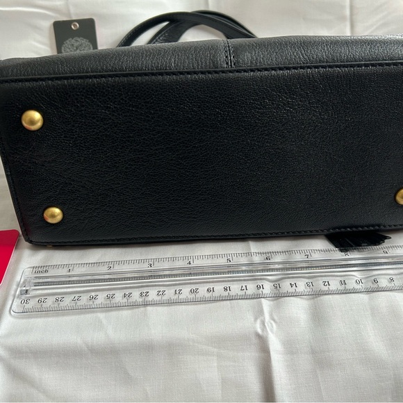 Vince Camuto Black Pebbled Leather Studded Shoulder Bag with Tassel - Picture 15 of 16